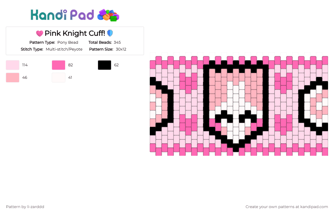 🩷Pink Knight Cuff!🛡️ - Pony Bead Pattern by li-zarddd on Kandi Pad - white,pink,castle crashers,knight,cute,candy,videogame,newgrounds