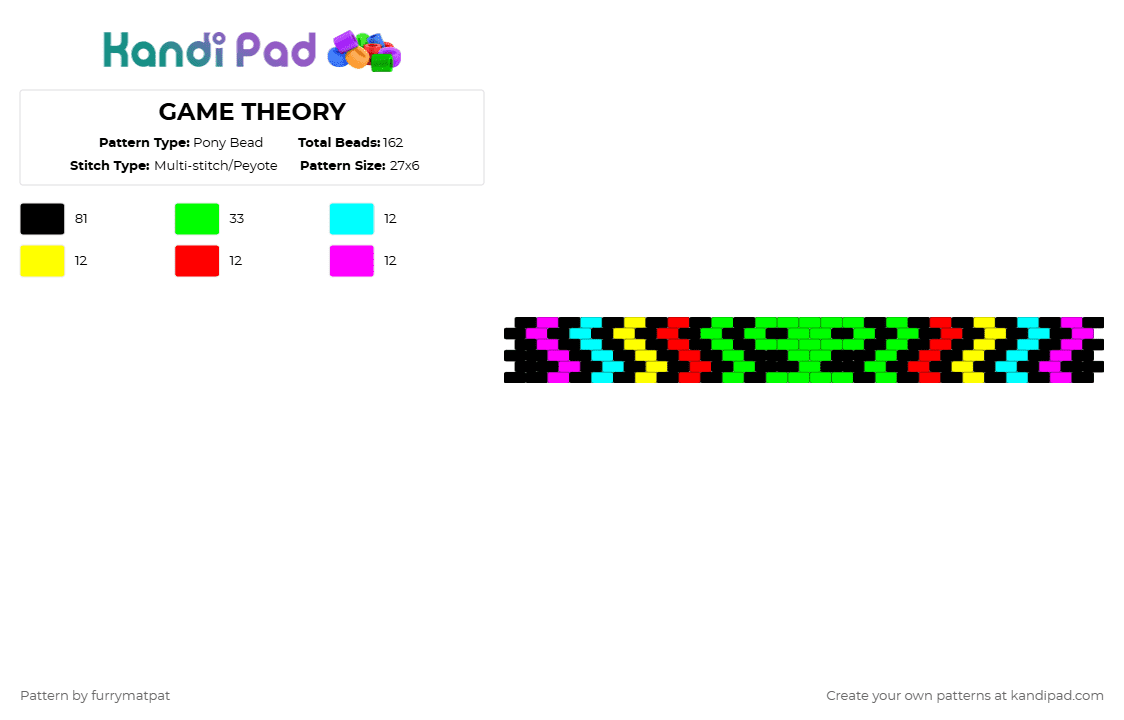GAME THEORY - Pony Bead Pattern by furrymatpat on Kandi Pad - black, green