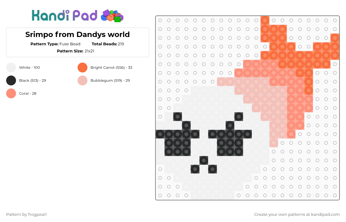 Srimpo from Dandys world - Fuse Bead Pattern by frogpearl on Kandi Pad - beige,orange