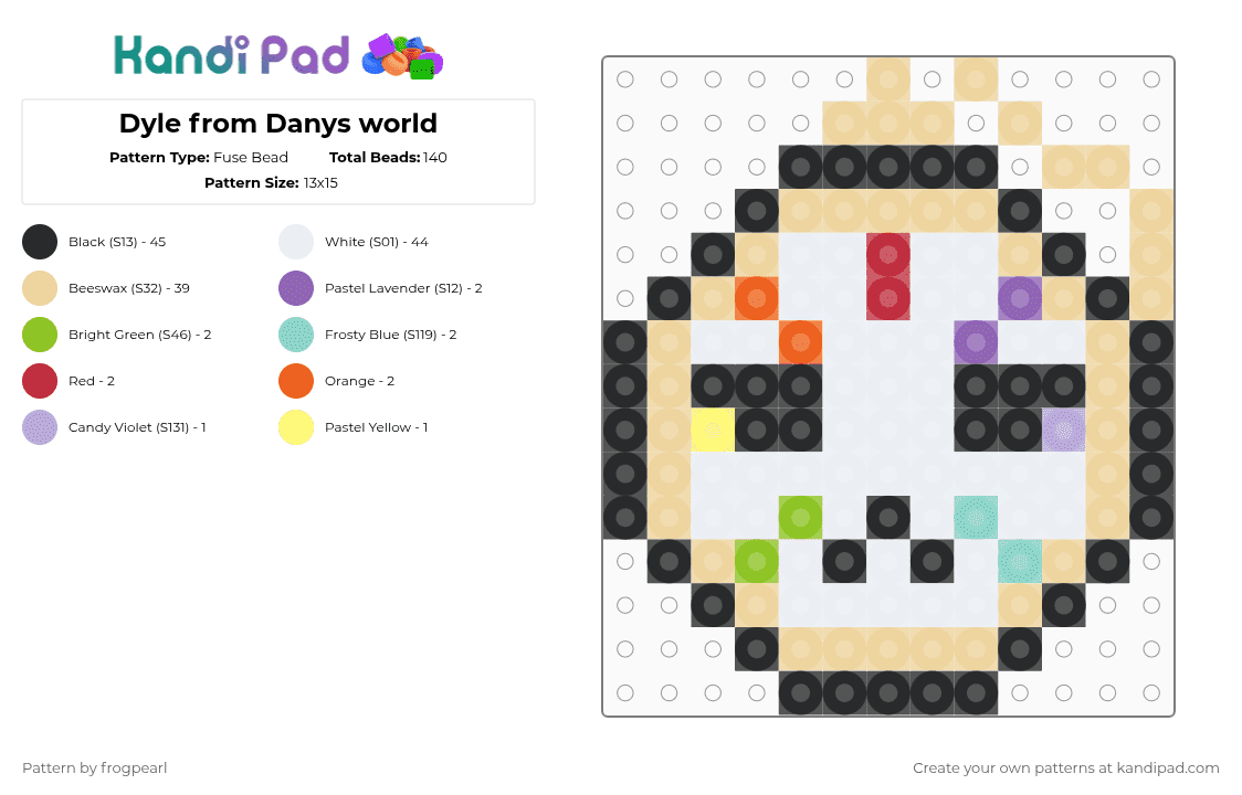 Dyle from Danys world - Fuse Bead Pattern by frogpearl on Kandi Pad - white,beige