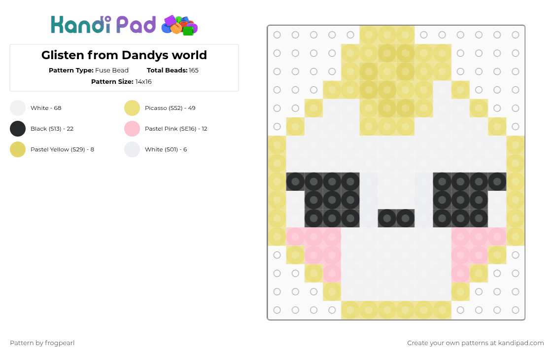Glisten from Dandys world - Fuse Bead Pattern by frogpearl on Kandi Pad - yellow