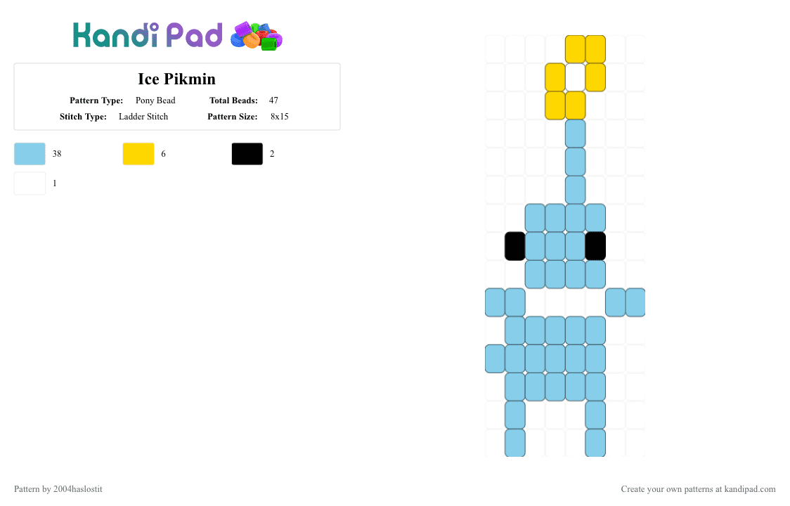 Ice Pikmin - Pony Bead Pattern by 2004haslostit on Kandi Pad - light blue,pikmin,nintendo,keychain,cute,videogame