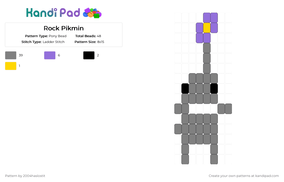 Rock Pikmin - Pony Bead Pattern by 2004haslostit on Kandi Pad - gray,pikmin,nintendo,keychain,cute,videogame