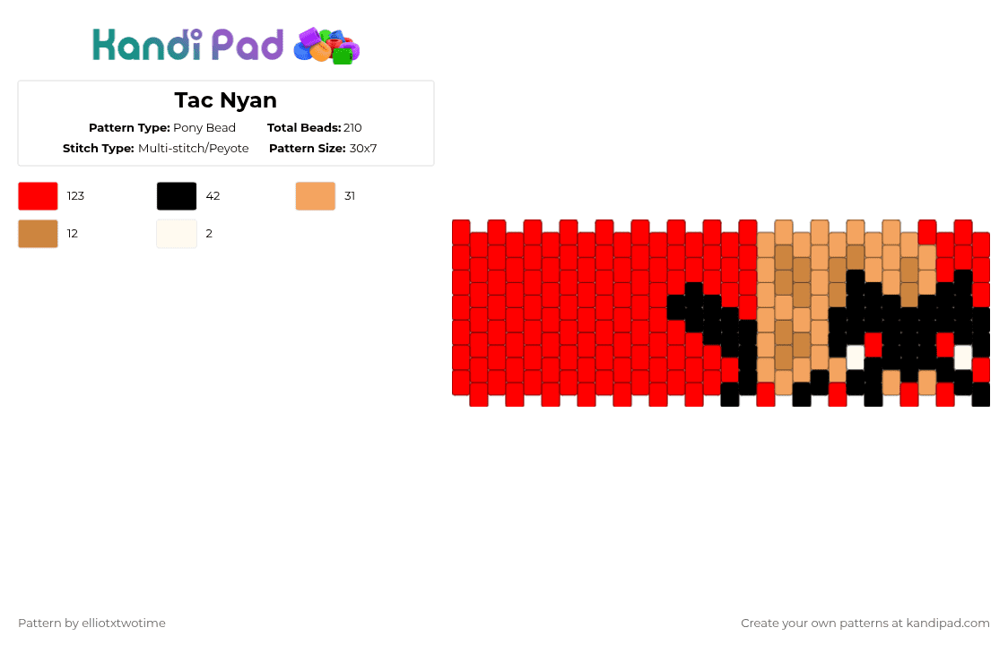 Tac Nyan - Pony Bead Pattern by elliotxtwotime on Kandi Pad - 