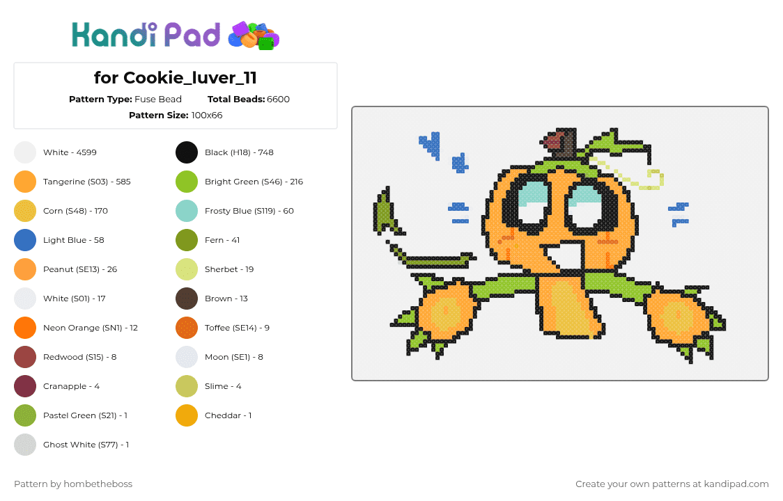 for Cookie_luver_11 - Fuse Bead Pattern by deleted_user_956825 on Kandi Pad - white,green,yellow,orange