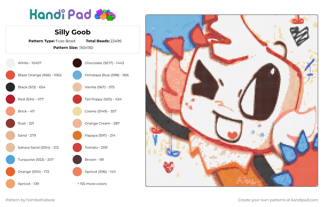Silly Goob - Fuse Bead Pattern by deleted_user_956825 on Kandi Pad - 