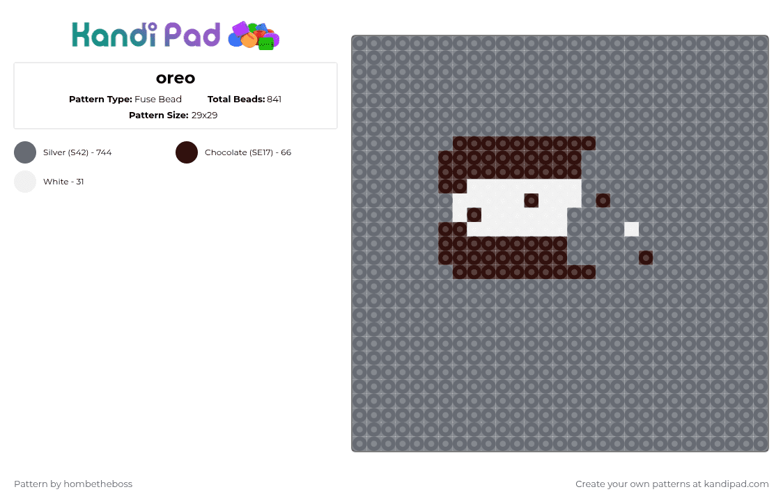 oreo - Fuse Bead Pattern by deleted_user_956825 on Kandi Pad - gray