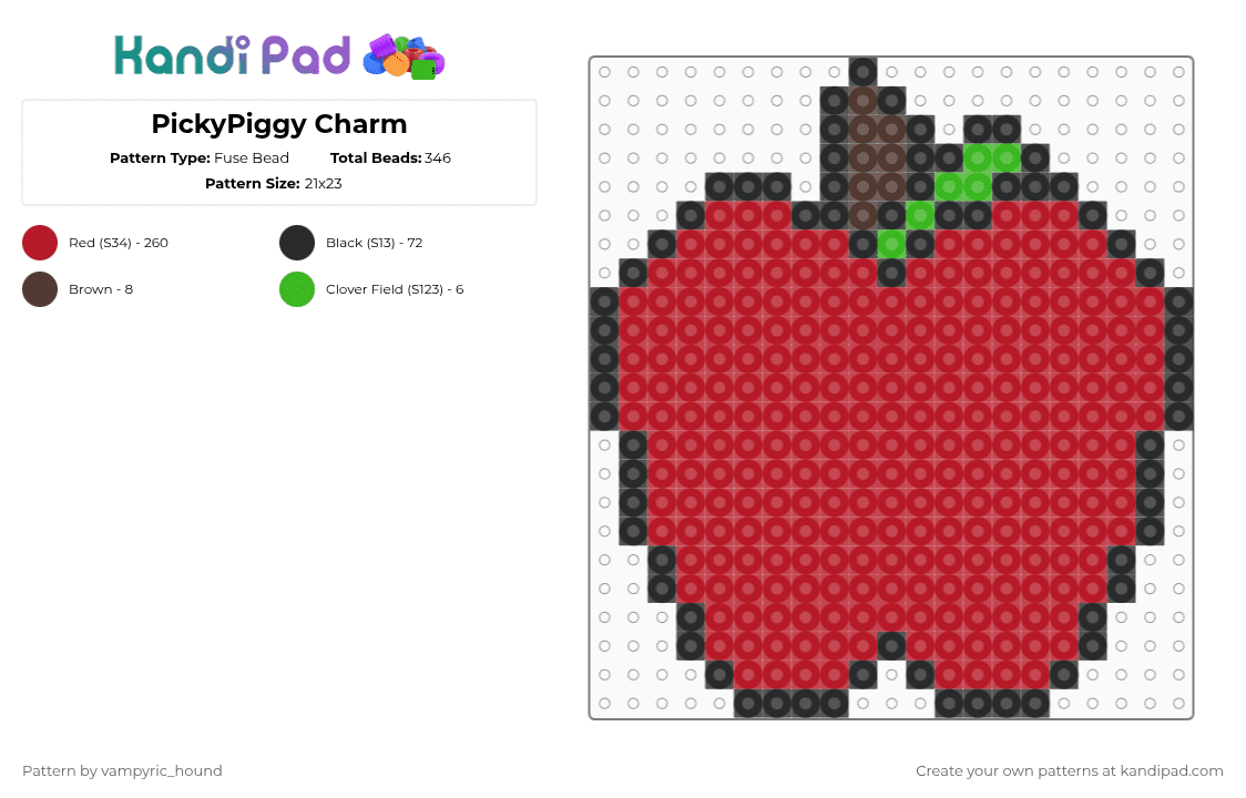 PickyPiggy Charm - Fuse Bead Pattern by vampyric_hound on Kandi Pad - red,poppyplaytime,smilingcritters