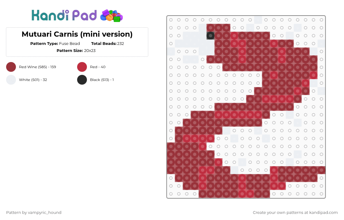 Mutuari Carnis (mini version) - Fuse Bead Pattern by vampyric_hound on Kandi Pad - analoghorror, vitacarnis
