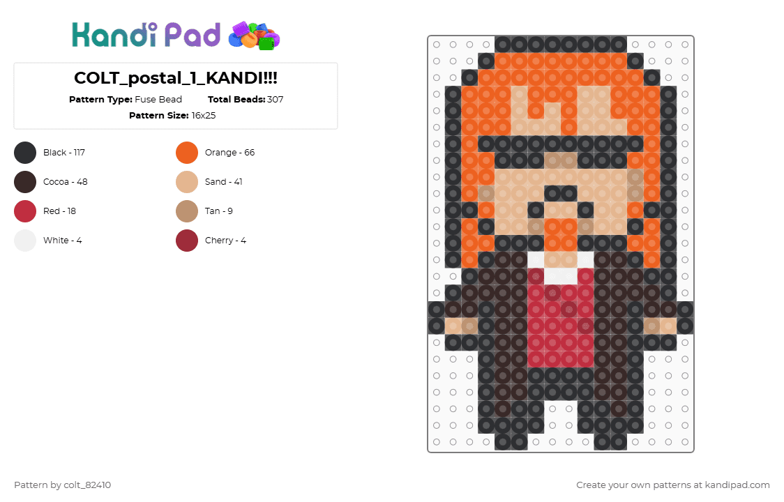 COLT_postal_1_KANDI!!! - Fuse Bead Pattern by colt_82410 on Kandi Pad - orange,beige,brown