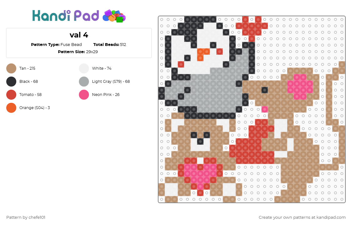 val 4 - Fuse Bead Pattern by chefe101 on Kandi Pad - beige