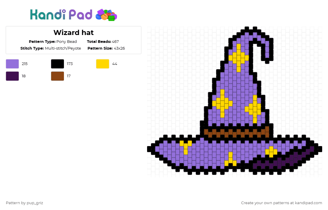 Wizard hat - Pony Bead Pattern by pup_griz on Kandi Pad - purple