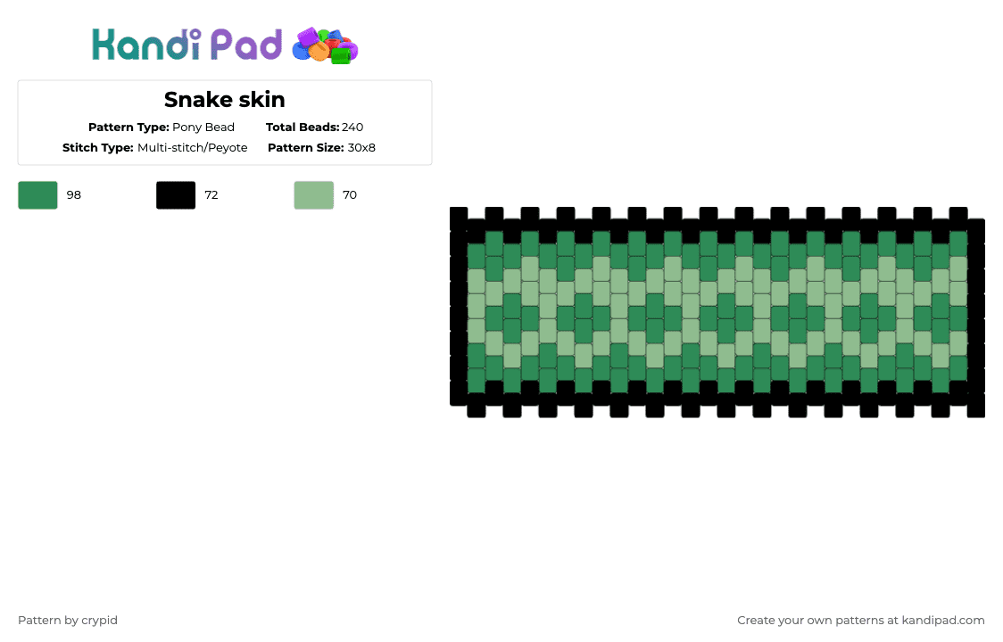 Snake skin - Pony Bead Pattern by crypid on Kandi Pad - green,teal