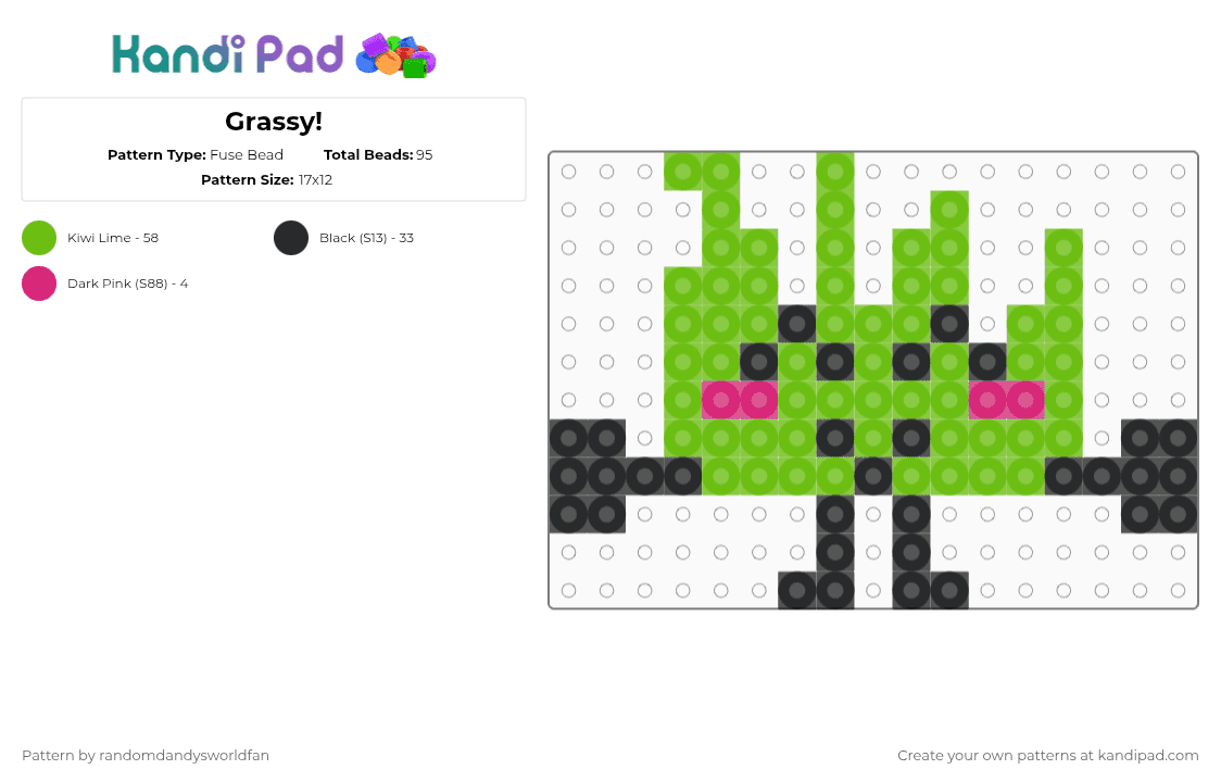 Grassy! - Fuse Bead Pattern by randomdandysworldfan on Kandi Pad - green,bfb,bfdi,xfohv,bfdia,tpot
