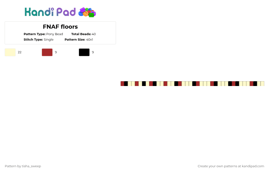 FNAF floors - Pony Bead Pattern by -homura- on Kandi Pad - red,yellow,fnaf,single