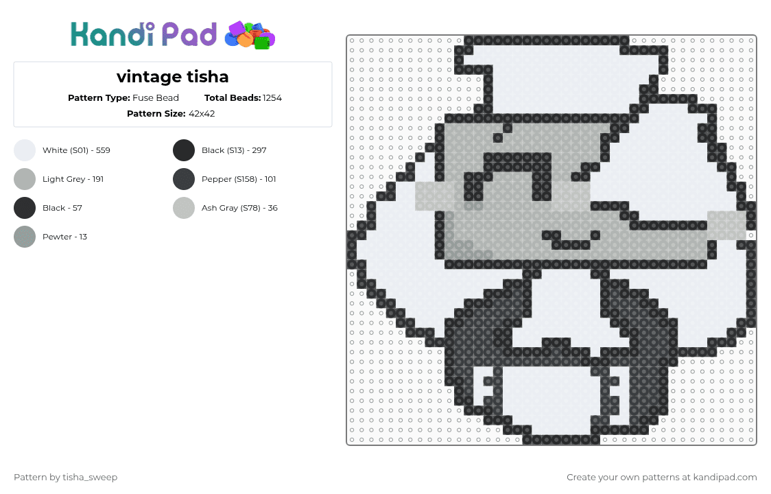 vintage tisha - Fuse Bead Pattern by -celestia- on Kandi Pad - white,beige,dandysworld,tisha,vintage