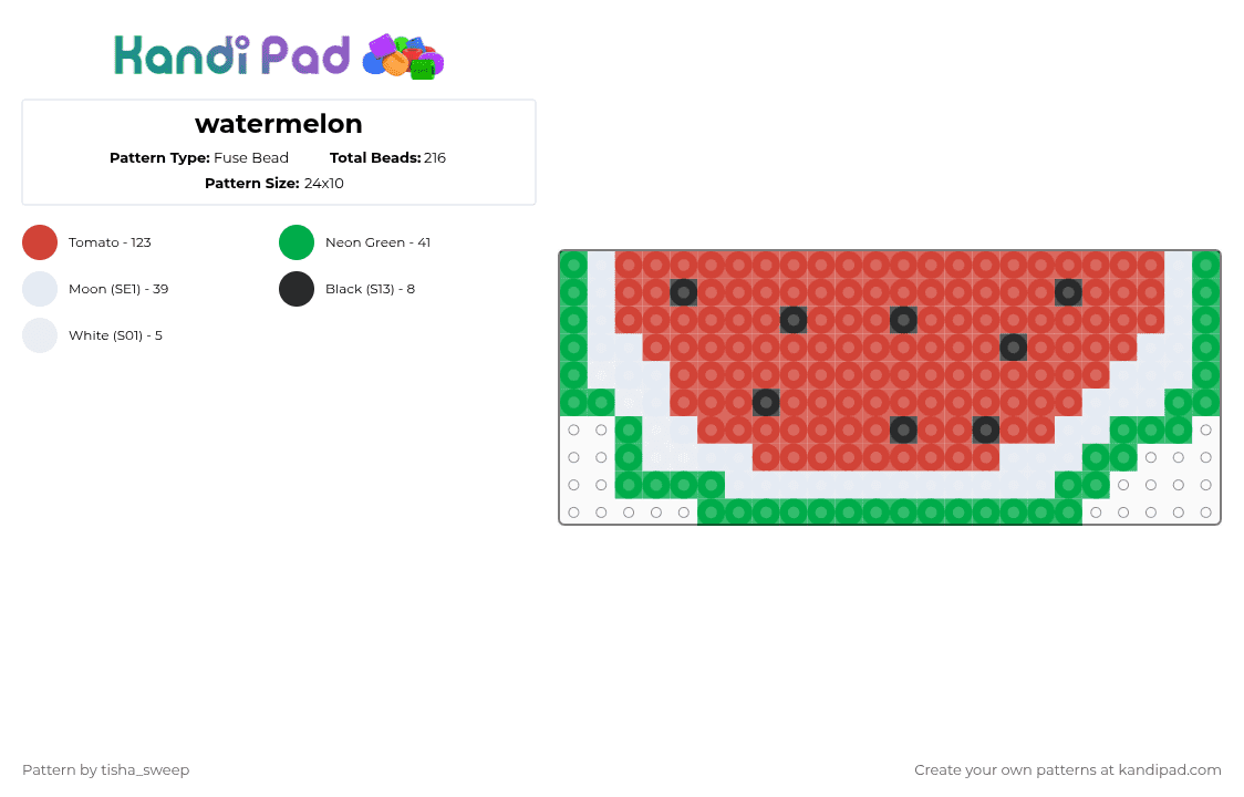 watermelon - Fuse Bead Pattern by -homura- on Kandi Pad - red,watermelon,fruit,green,white