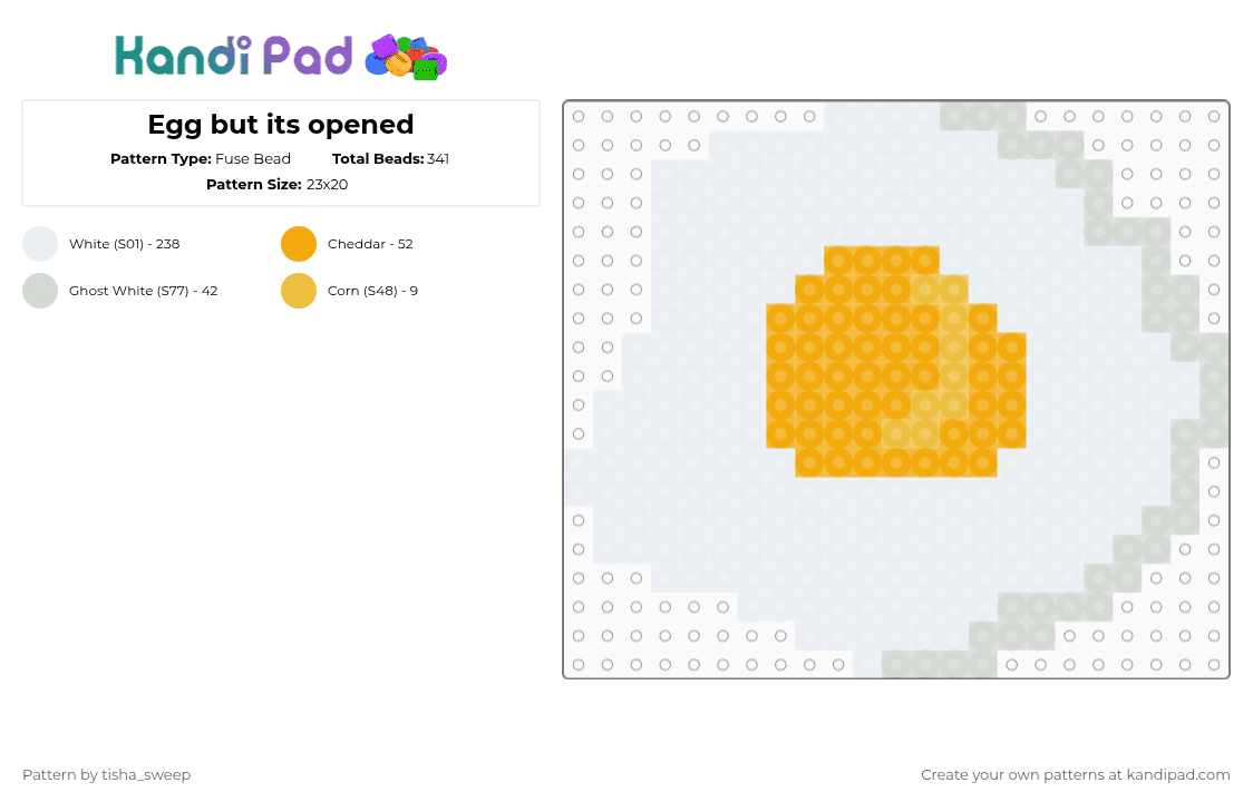Egg but its opened - Fuse Bead Pattern by -homura- on Kandi Pad - white,orange,egg,yellow