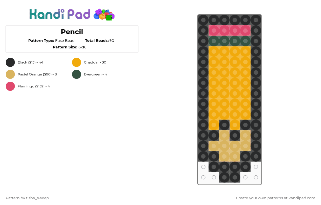 Pencil - Fuse Bead Pattern by -homura- on Kandi Pad - orange,pencil,pink