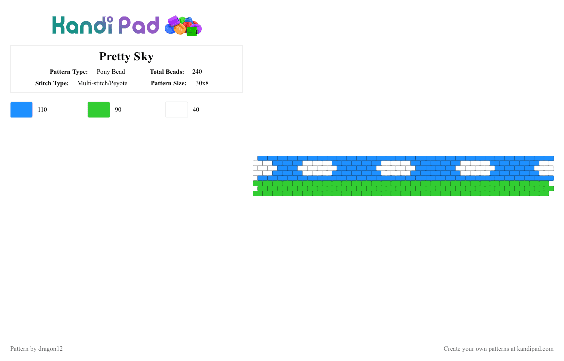 Pretty Sky - Pony Bead Pattern by panzer_pawz on Kandi Pad - light blue,green