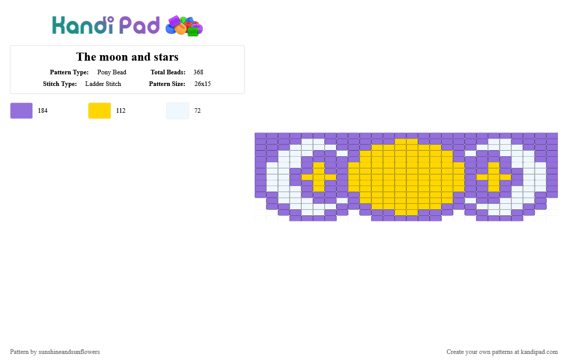 The moon and stars - Pony Bead Pattern by sunshineandsunflowers on Kandi Pad - purple,yellow
