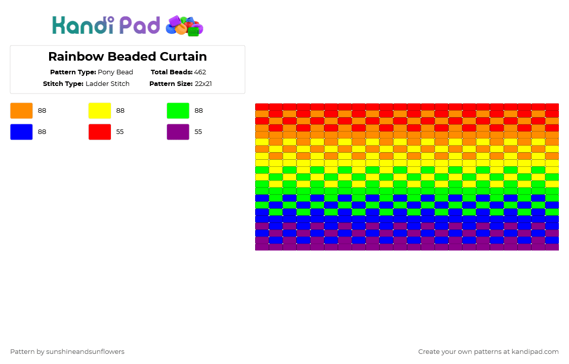 Rainbow Beaded Curtain - Pony Bead Pattern by sunshineandsunflowers on Kandi Pad - orange,yellow,green,purple