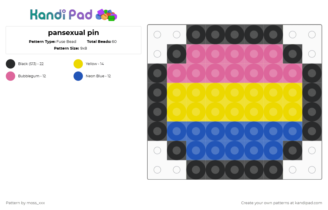 pansexual pin - Fuse Bead Pattern by t3nna_h45_74k3n_0v3r-myl1f3 on Kandi Pad - yellow