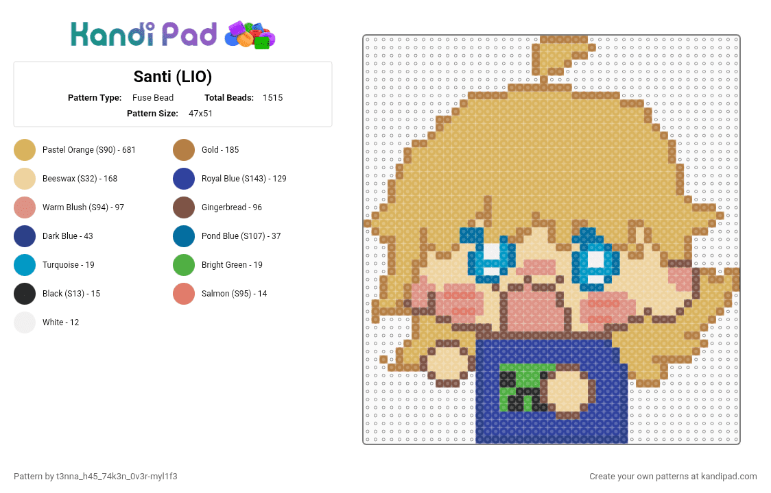 Santi (LIO) - Fuse Bead Pattern by t3nna_h45_74k3n_0v3r-myl1f3 on Kandi Pad - 