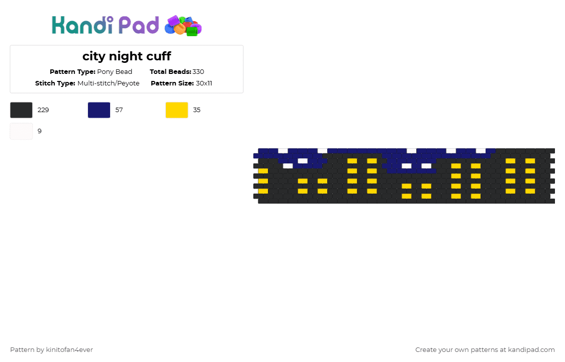 city night cuff - Pony Bead Pattern by moss_xxx on Kandi Pad - black,yellow,purple,cotdretrofuturism