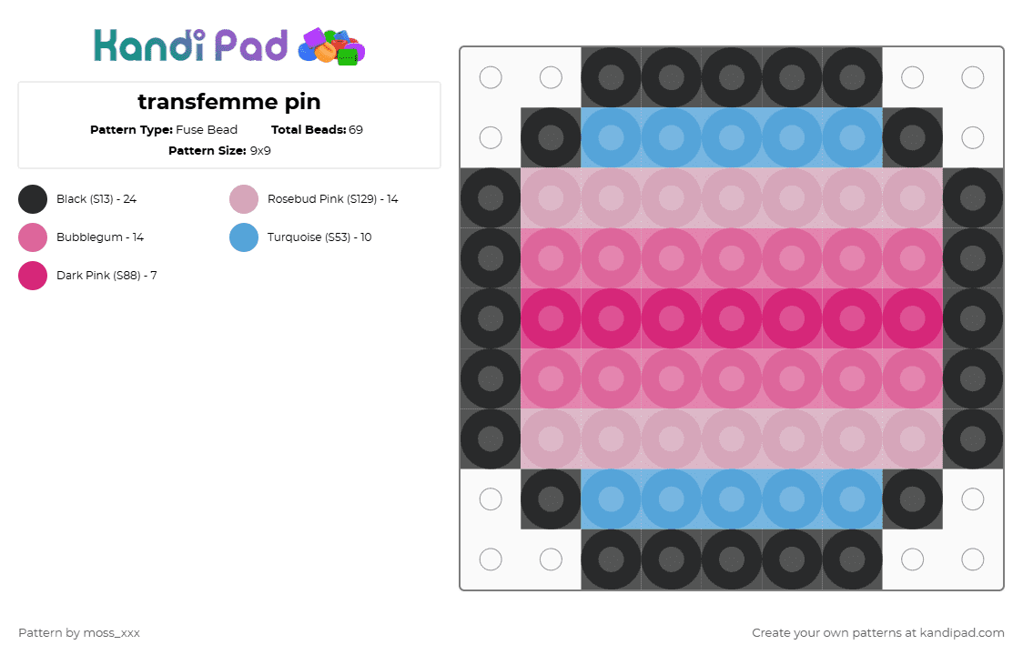 transfemme pin - Fuse Bead Pattern by t3nna_h45_74k3n_0v3r-myl1f3 on Kandi Pad - 