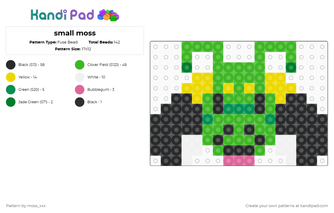small moss - Fuse Bead Pattern by t3nna_h45_74k3n_0v3r-myl1f3 on Kandi Pad - green