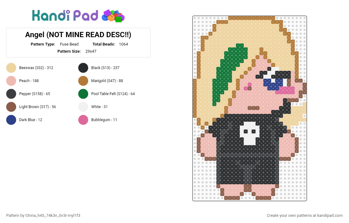 Angel (LIO) (NOT MINE READ DESC!!) - Fuse Bead Pattern by t3nna_h45_74k3n_0v3r-myl1f3 on Kandi Pad - 