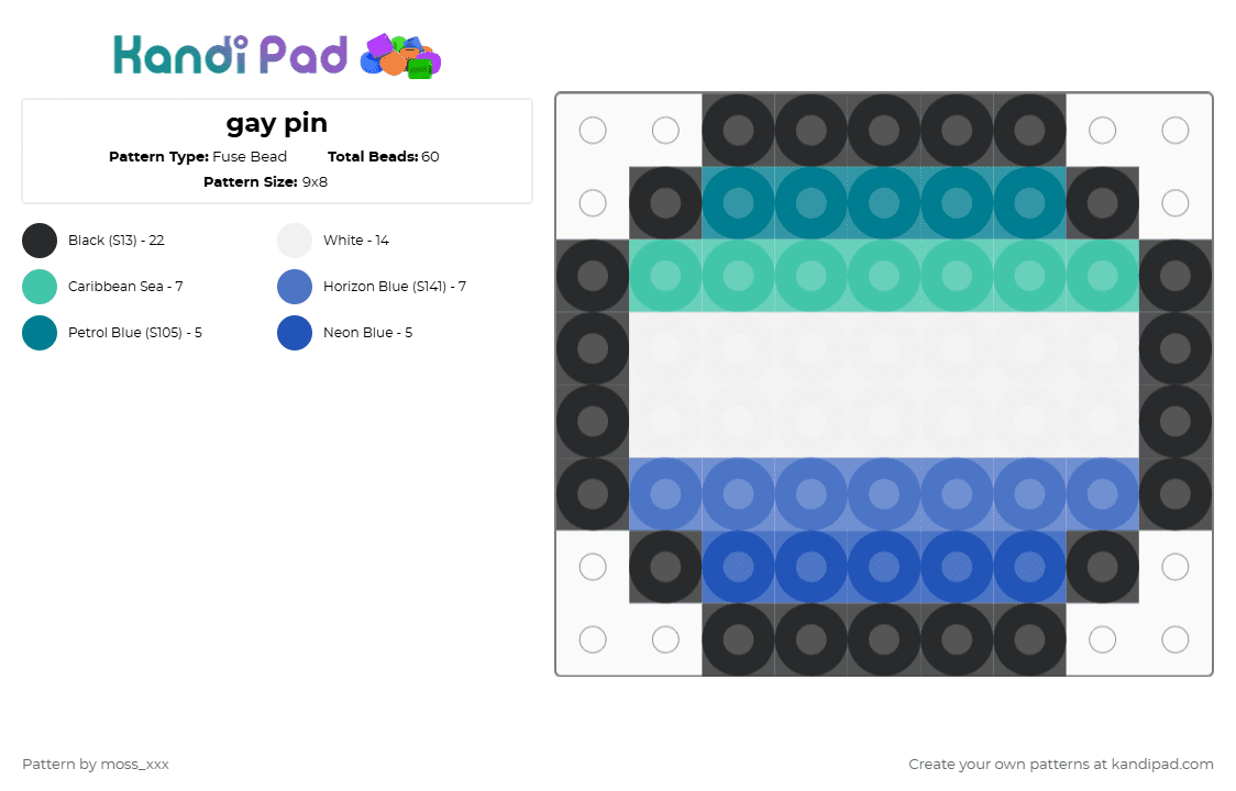 gay pin - Fuse Bead Pattern by t3nna_h45_74k3n_0v3r-myl1f3 on Kandi Pad - teal,blue