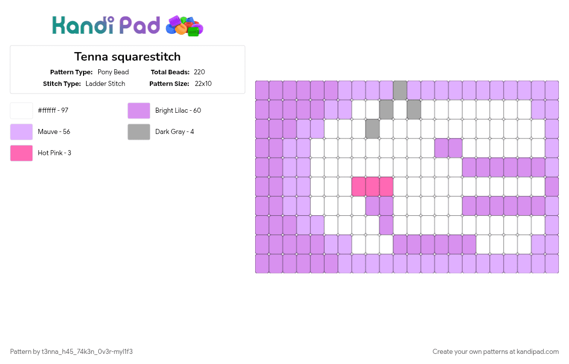 Tenna squarestitch - Pony Bead Pattern by t3nna_h45_74k3n_0v3r-myl1f3 on Kandi Pad - pink