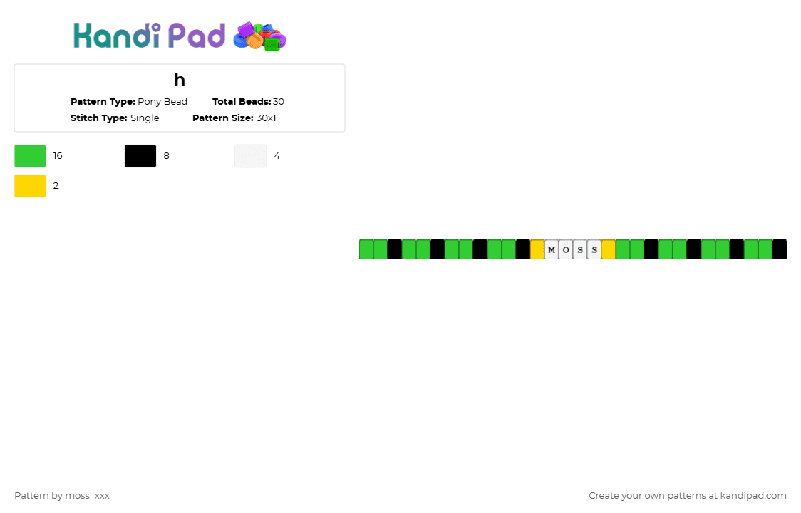moss single - Pony Bead Pattern by t3nna_h45_74k3n_0v3r-myl1f3 on Kandi Pad - green