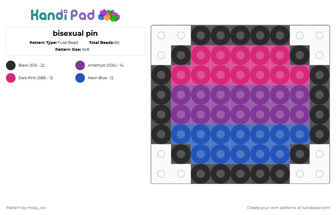 bisexual pin - Fuse Bead Pattern by moss_xxx on Kandi Pad - pink,blue