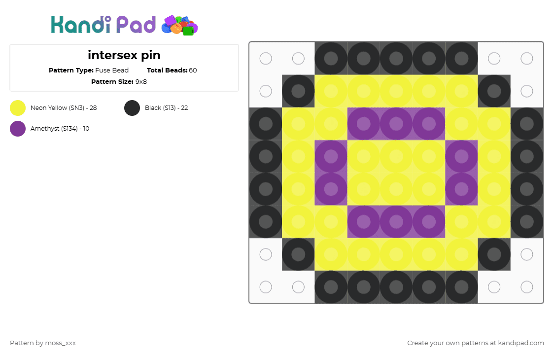 intersex pin - Fuse Bead Pattern by t3nna_h45_74k3n_0v3r-myl1f3 on Kandi Pad - yellow,pink