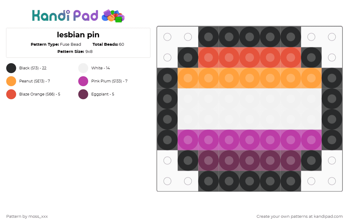 lesbian pin - Fuse Bead Pattern by moss_xxx on Kandi Pad - pink