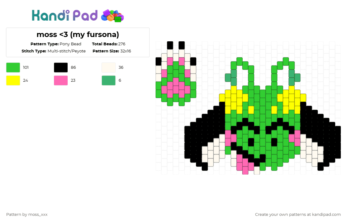 moss - Pony Bead Pattern by t3nna_h45_74k3n_0v3r-myl1f3 on Kandi Pad - green