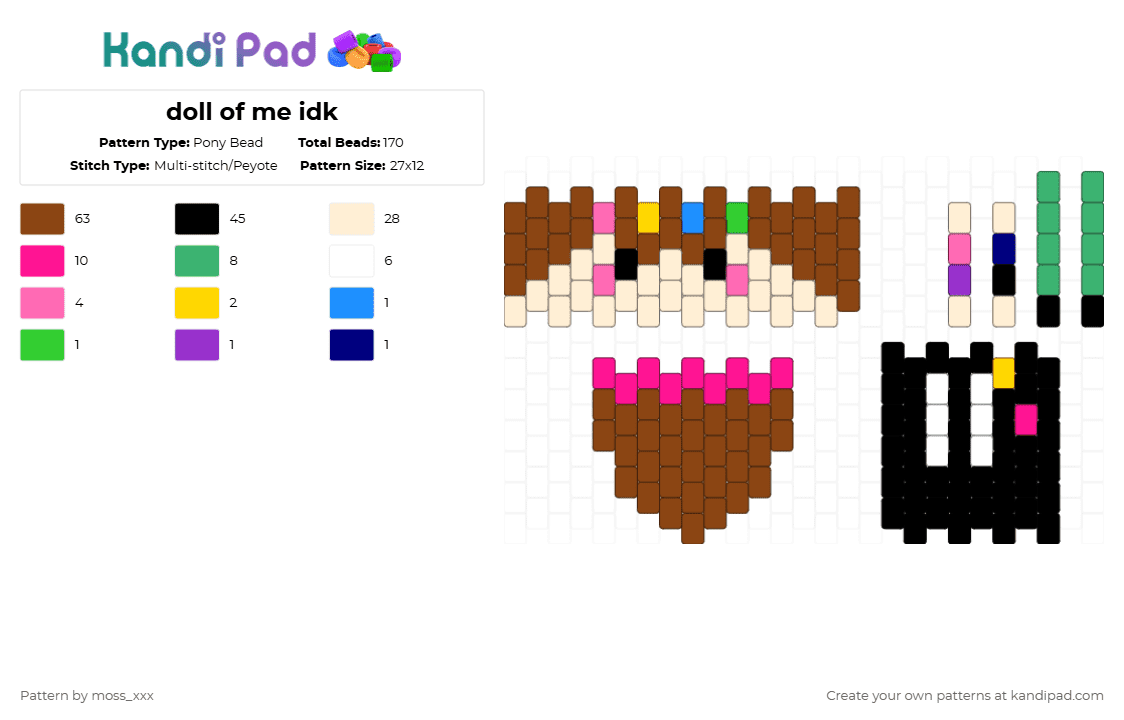 doll of me idk - Pony Bead Pattern by t3nna_h45_74k3n_0v3r-myl1f3 on Kandi Pad - red,beige
