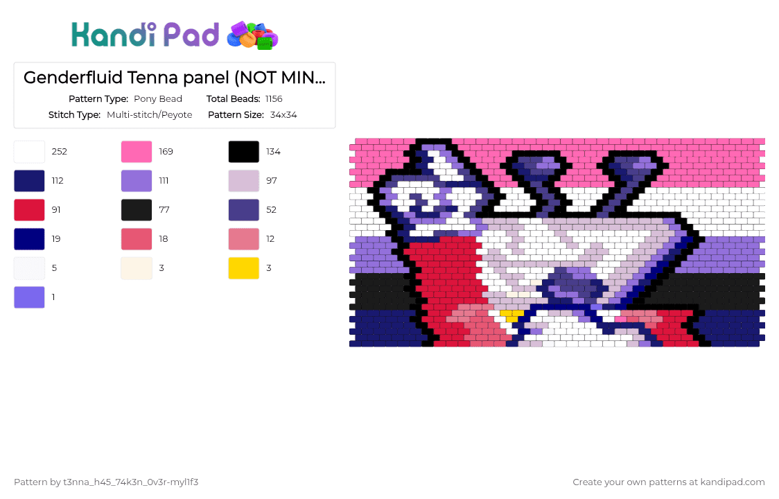 Genderfluid Tenna panel (NOT MINE READ DESC!!) - Pony Bead Pattern by t3nna_h45_74k3n_0v3r-myl1f3 on Kandi Pad - pink, purple