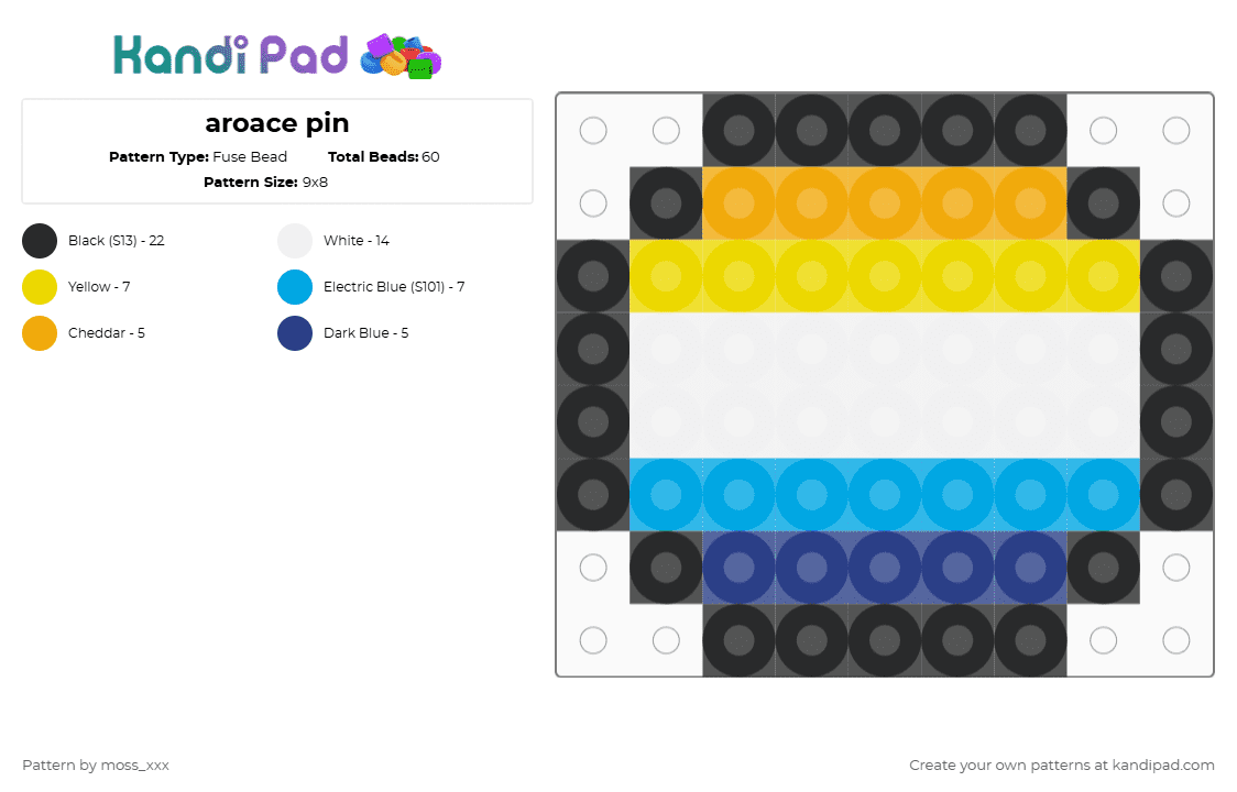 aroace pin - Fuse Bead Pattern by moss_xxx on Kandi Pad - yellow,light blue