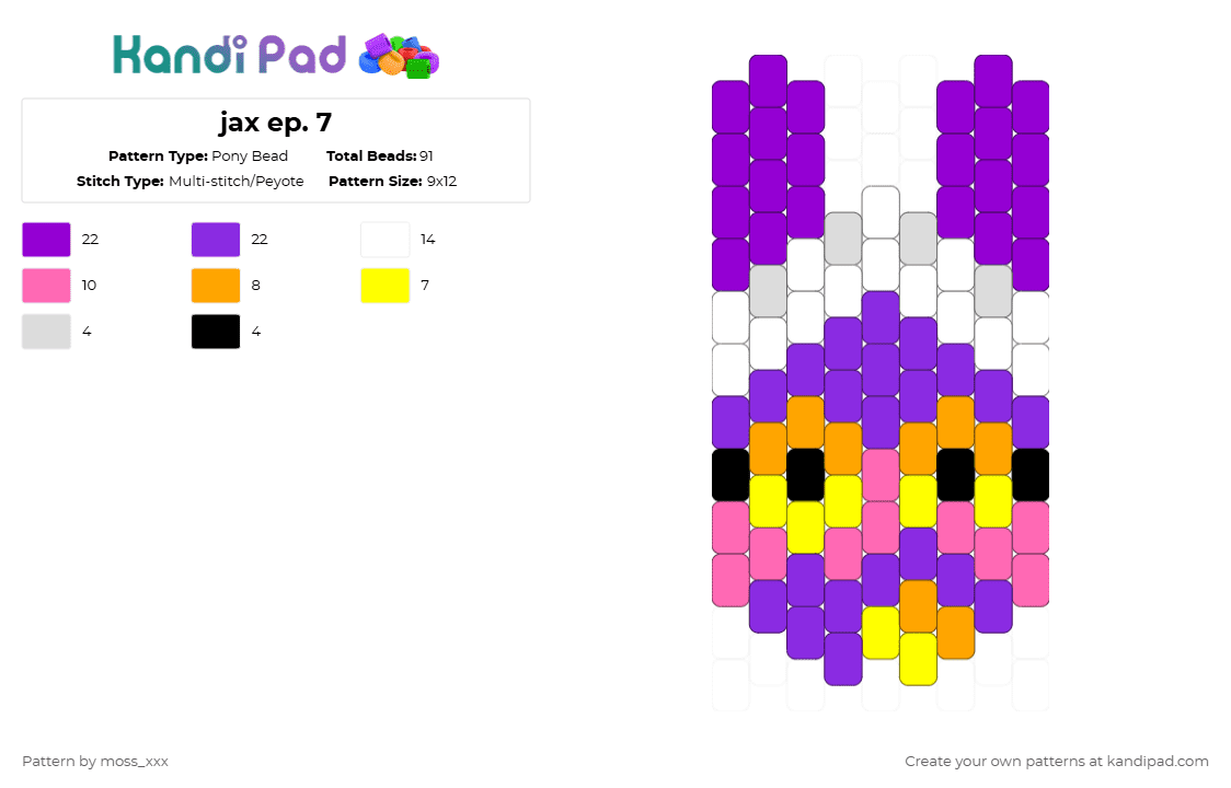 jax ep. 5 - Pony Bead Pattern by t3nna_h45_74k3n_0v3r-myl1f3 on Kandi Pad - purple