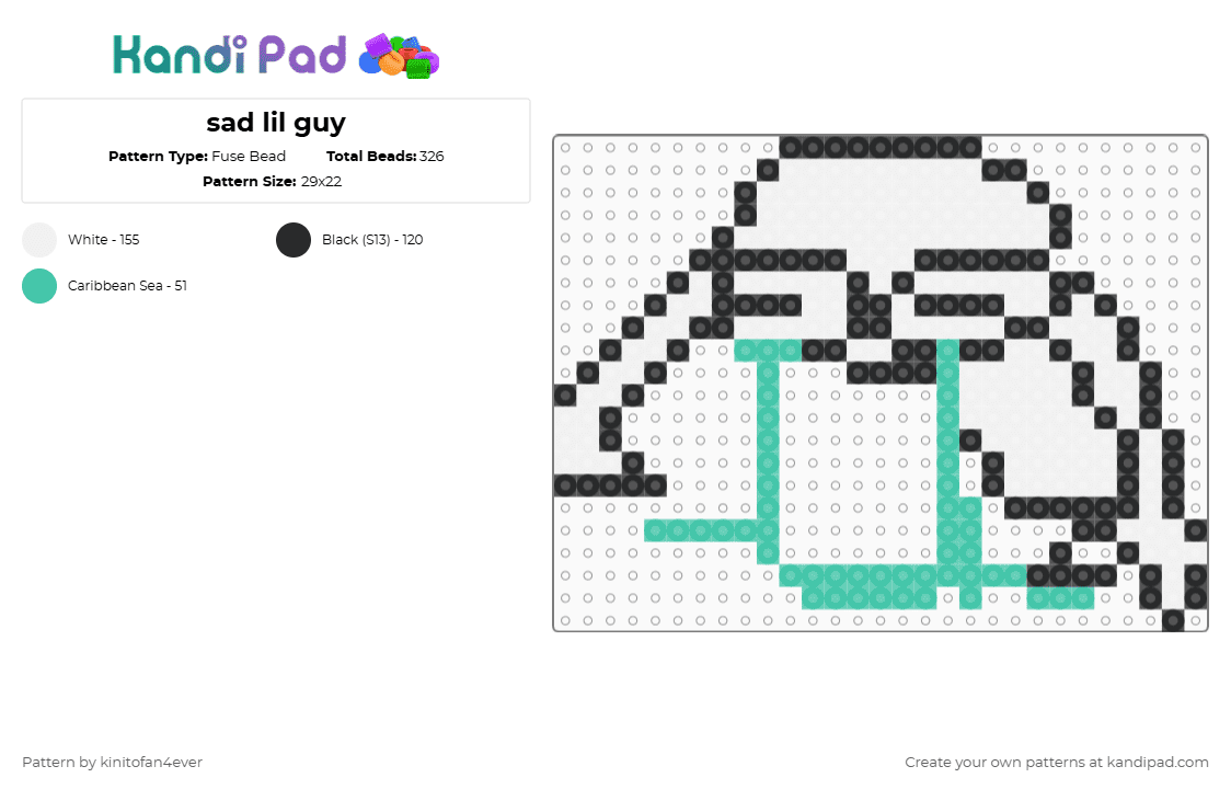 sad lil guy - Fuse Bead Pattern by moss_xxx on Kandi Pad - white