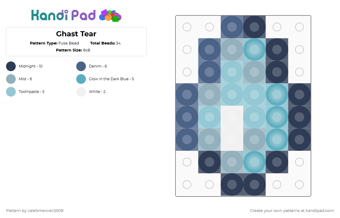 Ghast Tear - Fuse Bead Pattern by calebmercier2009 on Kandi Pad - light blue
