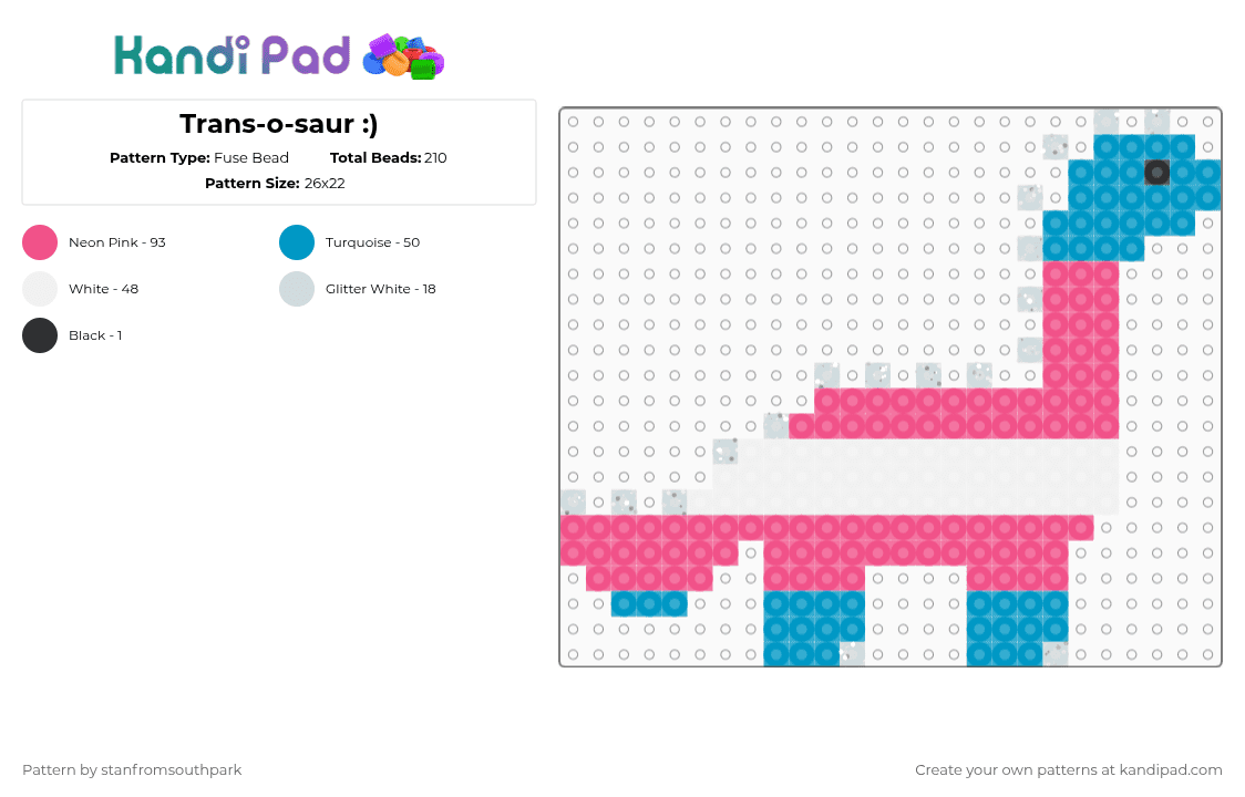 Trans-o-saur :) - Fuse Bead Pattern by stanfromsouthpark on Kandi Pad - light blue,pink