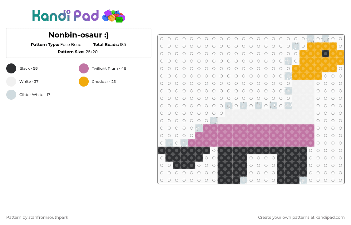 Nonbin-osaur :) - Fuse Bead Pattern by stanfromsouthpark on Kandi Pad - orange,pink