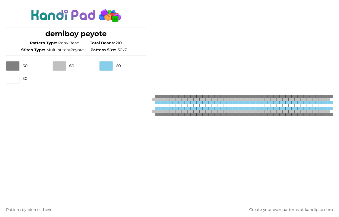demiboy peyote - Pony Bead Pattern by pierce_theveil on Kandi Pad - gray,beige,light blue,lgbtq,pride,demiboy