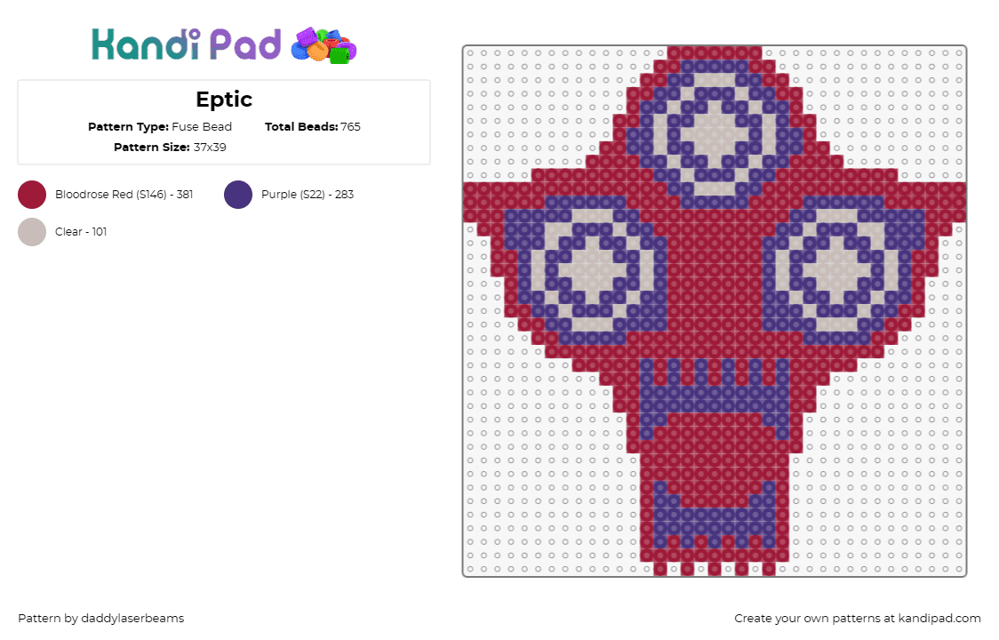 Eptic - Fuse Bead Pattern by daddylaserbeams on Kandi Pad - eptic,dj,edm,dubstep,music,energy,red