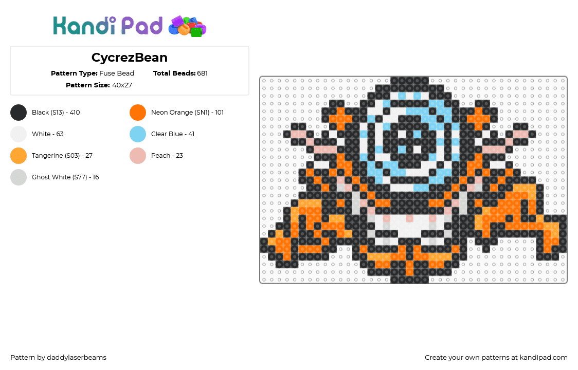 CycrezBean - Fuse Bead Pattern by daddylaserbeams on Kandi Pad - black,orange